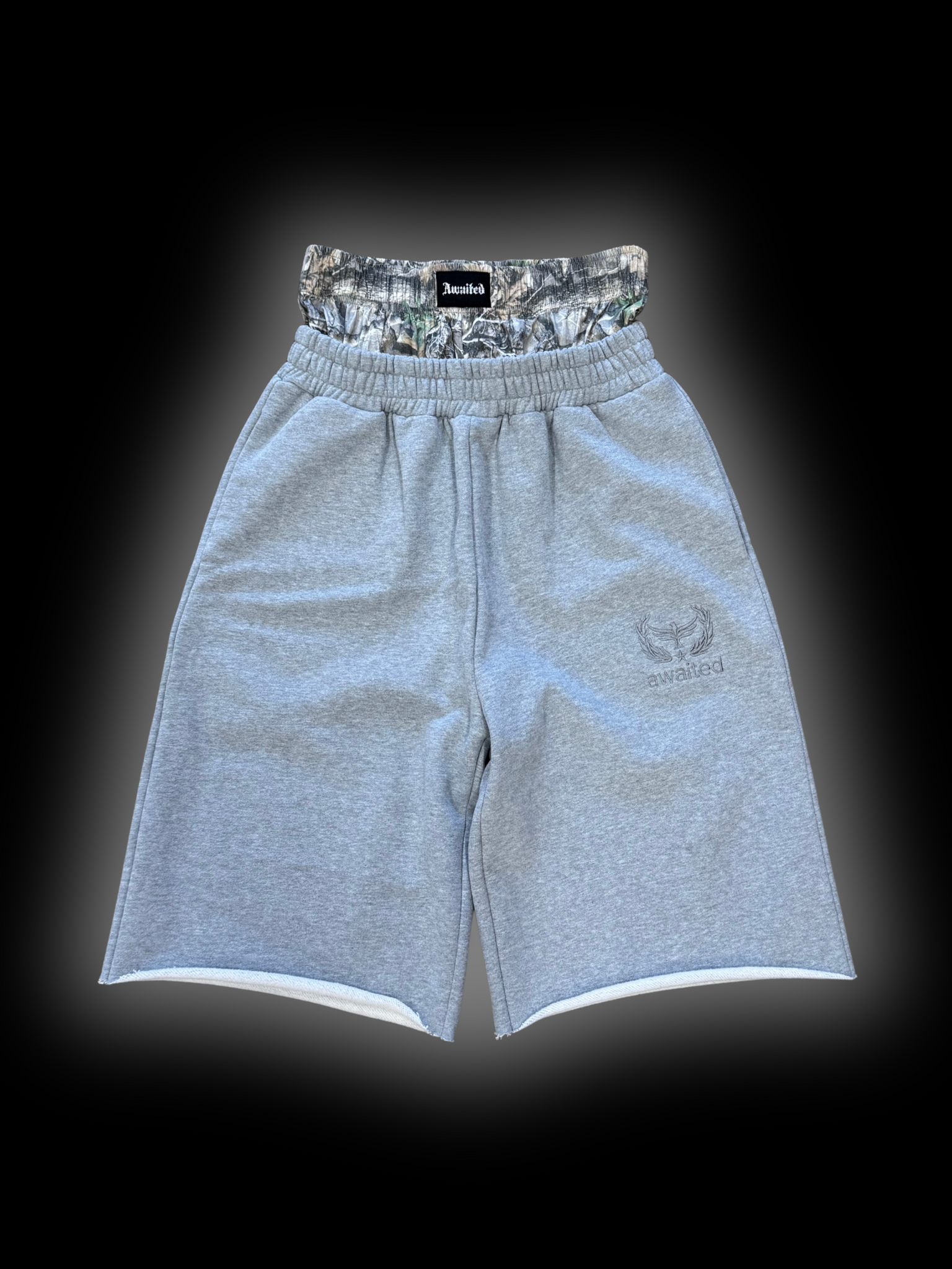 GREY RAW HEM BOXER SHORTS