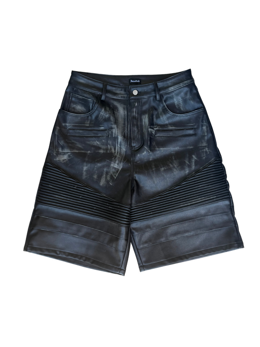 LEATHER BIKER SHORTS